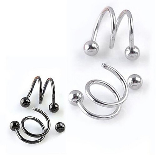 Hiasan Tindik Tubuh: Tindik Punk Bentuk Spiral Bahan Stainless Steel Untuk Kuping / Bibir / Hidung