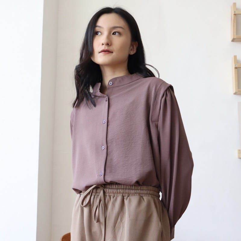 Reva Blouse Crinkle - Kemeja Blouse - Kemeja Polos - Atasan Wanita