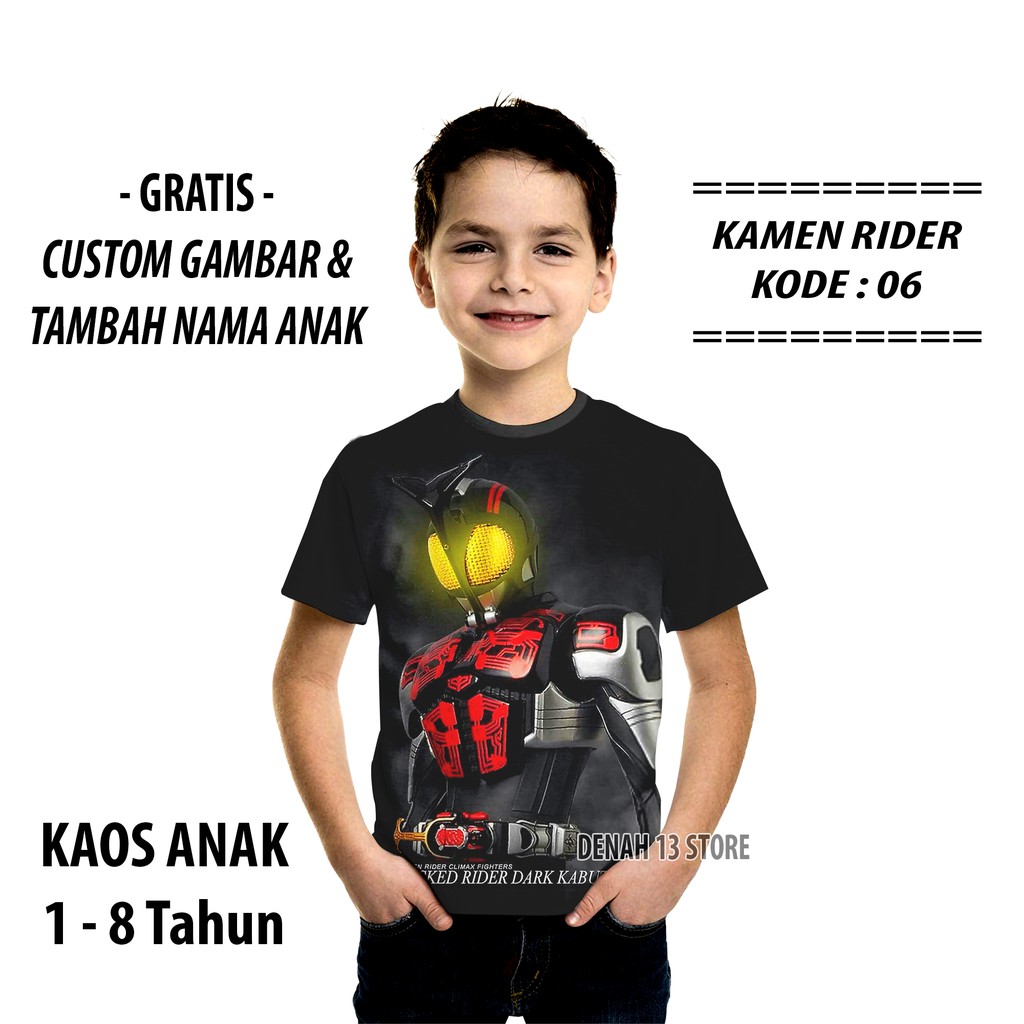 Baju Kaos Anak Kamen Rider Series Karakter Masked Rider Dark Kabuto