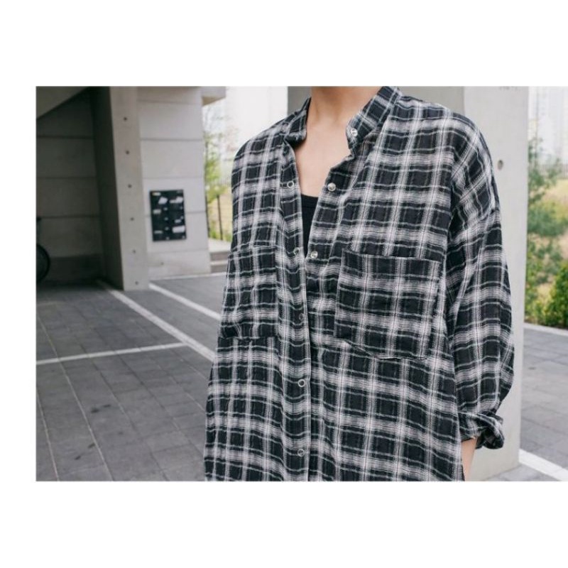 MDLV ~ 9238# Giralda Plaid Shirt Dress Slide Dress Kotak Fashion Import