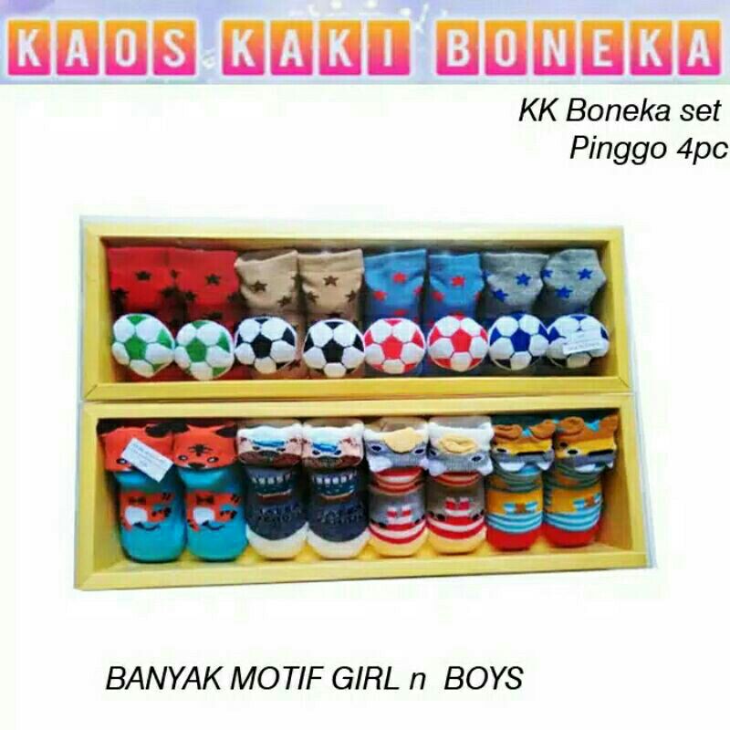 KAOS KAKI BAYI PINGGO BONEKA 4 IN 1-KAOS KAKI BONEKA PINGGO ISI 4-KAOS KAKI BAYI BONEKA LUCU