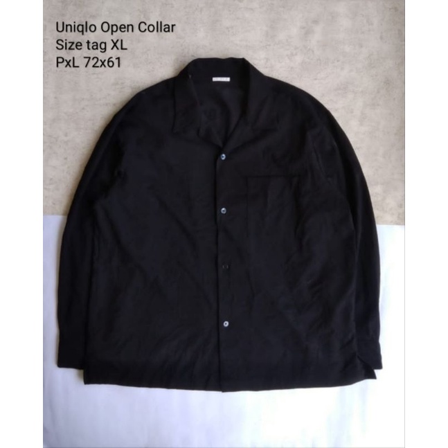 Kemeja Open Collar GU Black Second