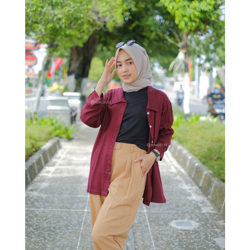 BLOUSE WANITA POLOS LENGAN PANJANG KATUN RAYON ORGANIK 7/8 ATASAN BLOUSE ALLSIZE