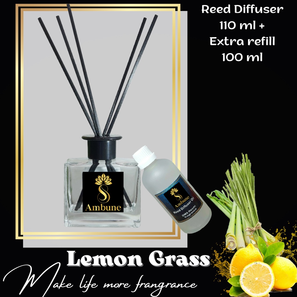 Pengharum Ruangan Reed Diffuser Oil 110 ml + Extra refill 100 ml  Ambune