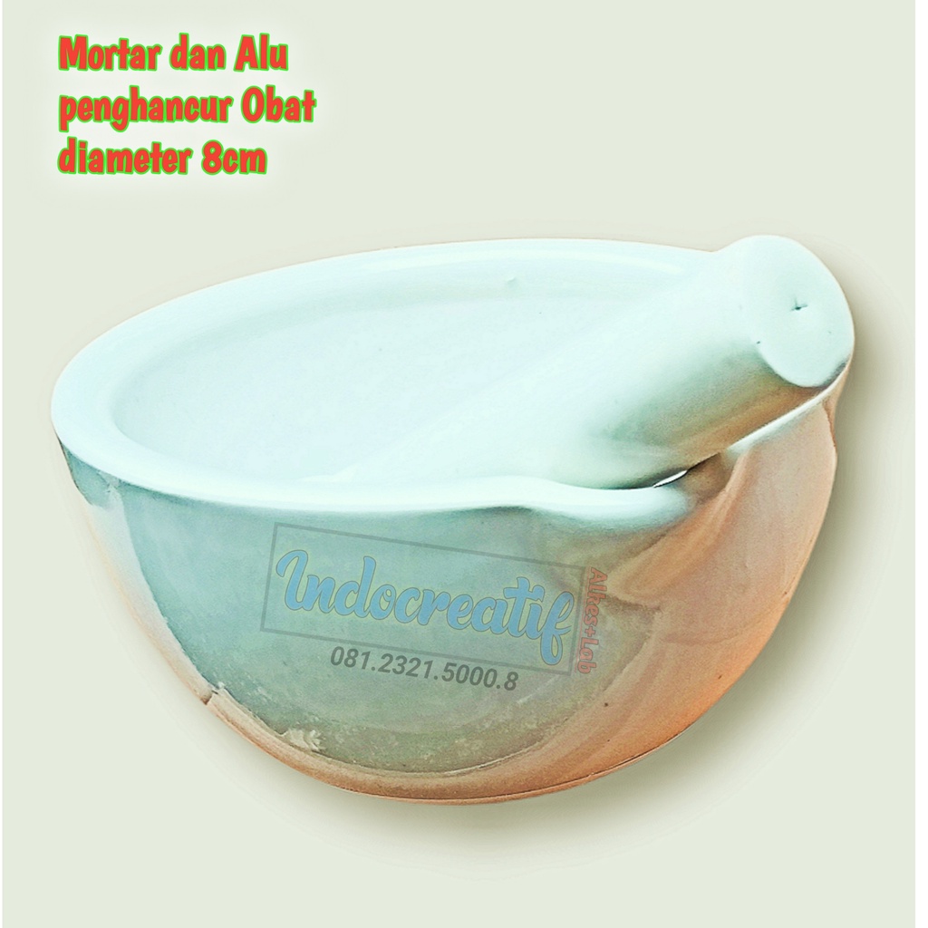Mortar Mortir Lumpang Pastle Alu Stamper 8 cm | Penumbuk Penggerus Ulekan Obat Puyer Kimia Laborator