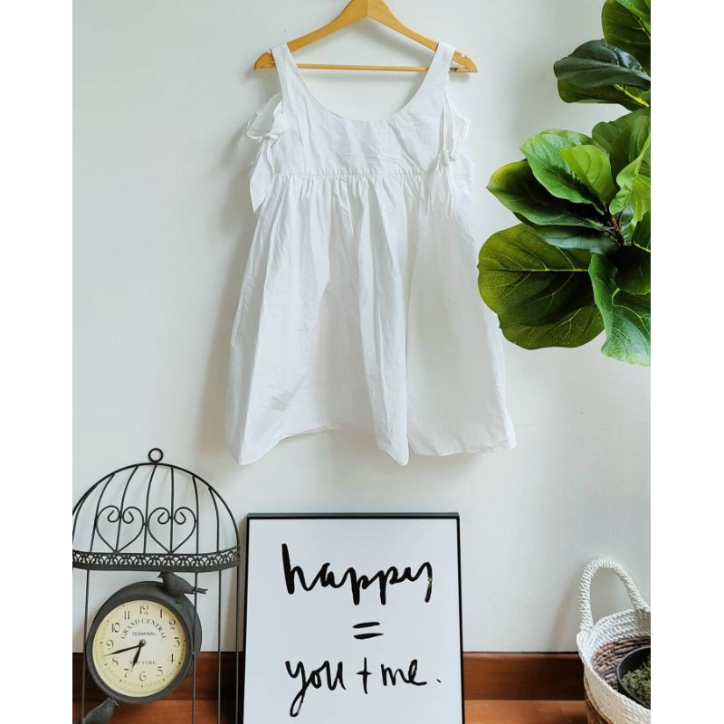 preloved second dress putih wanita zara trafaluc dress bumil original sz m