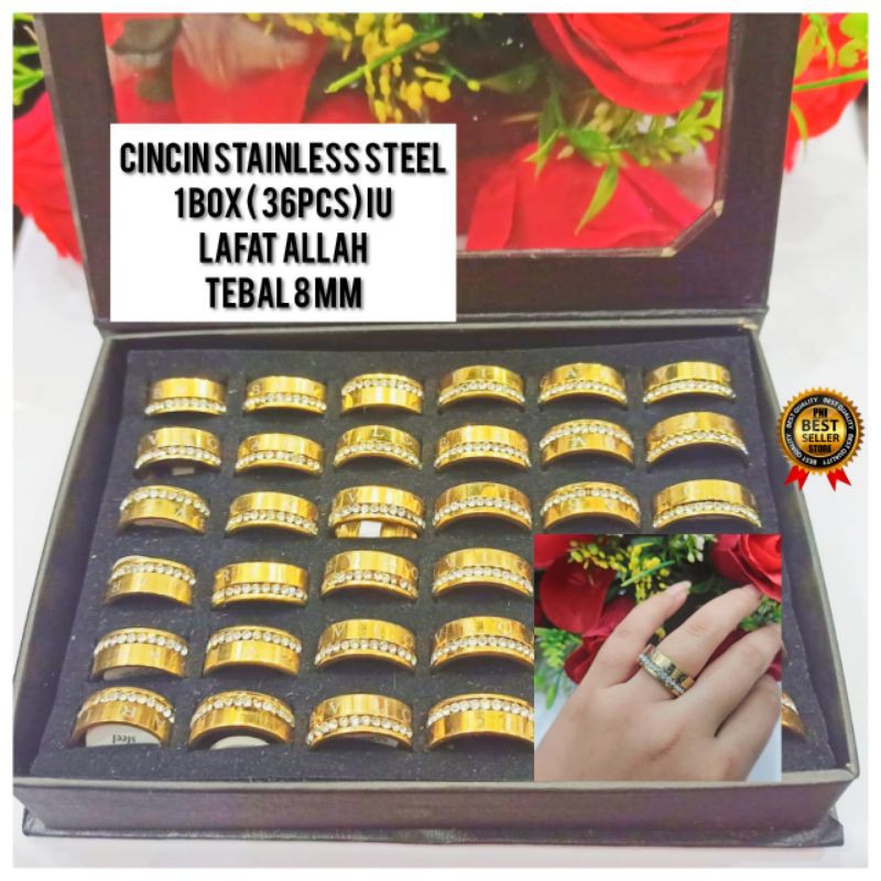 NEW GROSIR (1 BOX 36pcs ) CINCIN STEENLESS STEELSERIES WARNA GOLD