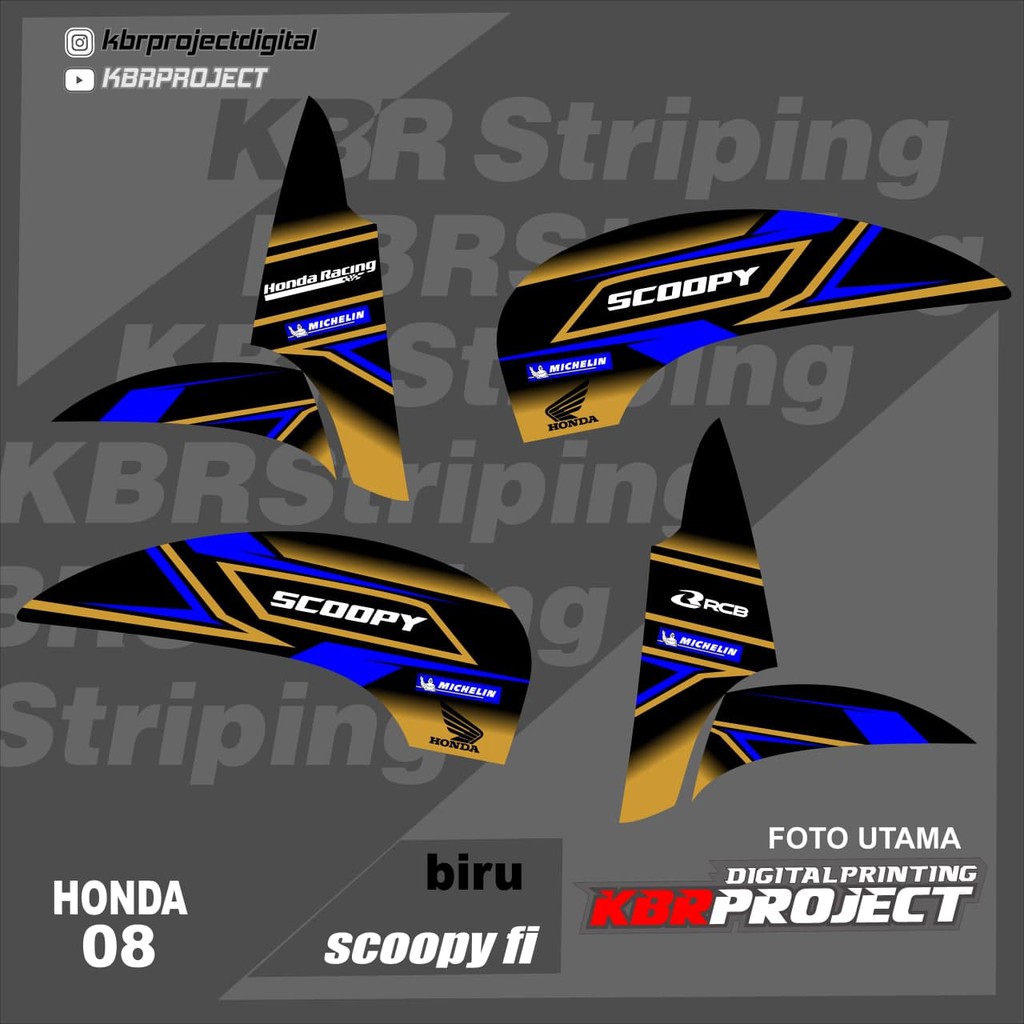 (cod) stiker motor - striping scoopy fi 2013 2016 - motor honda - motor - sticker variasi - Racing