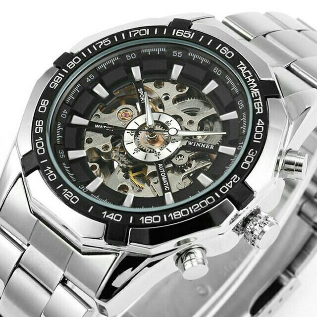 Jam tangan winner automatic otomatis mekanik stainless steel silver