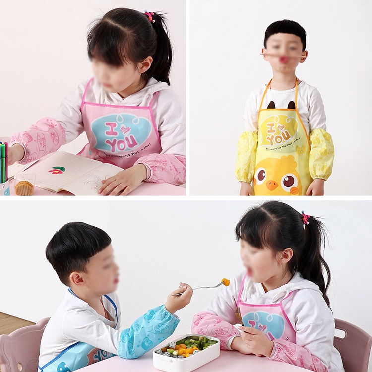 TOMUMUDA Celemek Masak Melukis Anak Kids Cooking Apron - Celemek Anak Plastik Tahan Air - Apron Anak