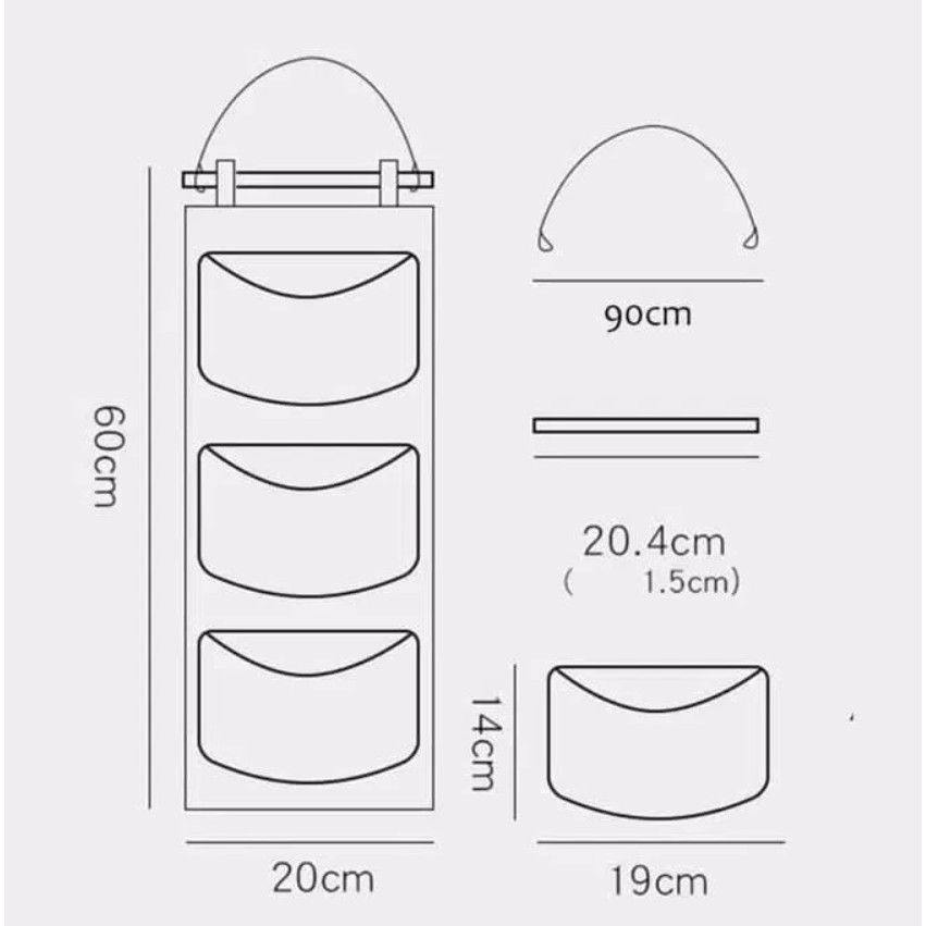 Korean Style Pouch Gantung Hiasan Dinding Rak Kain Model Korea Storage Serbaguna