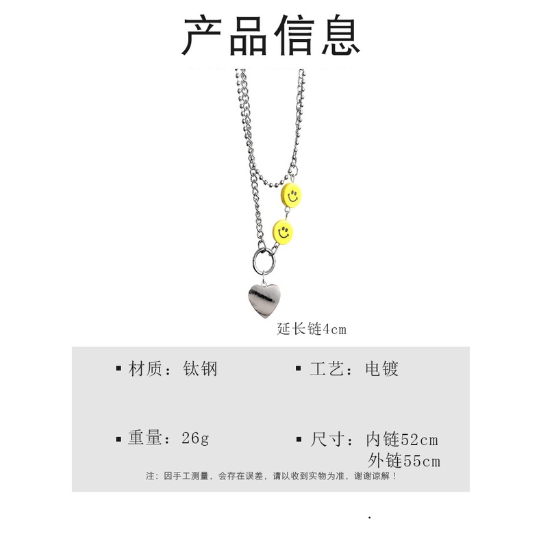 Niche in hip hop Hong Kong jantung-berbentuk titanium steel kalung pria dan wanita sederhana dingin