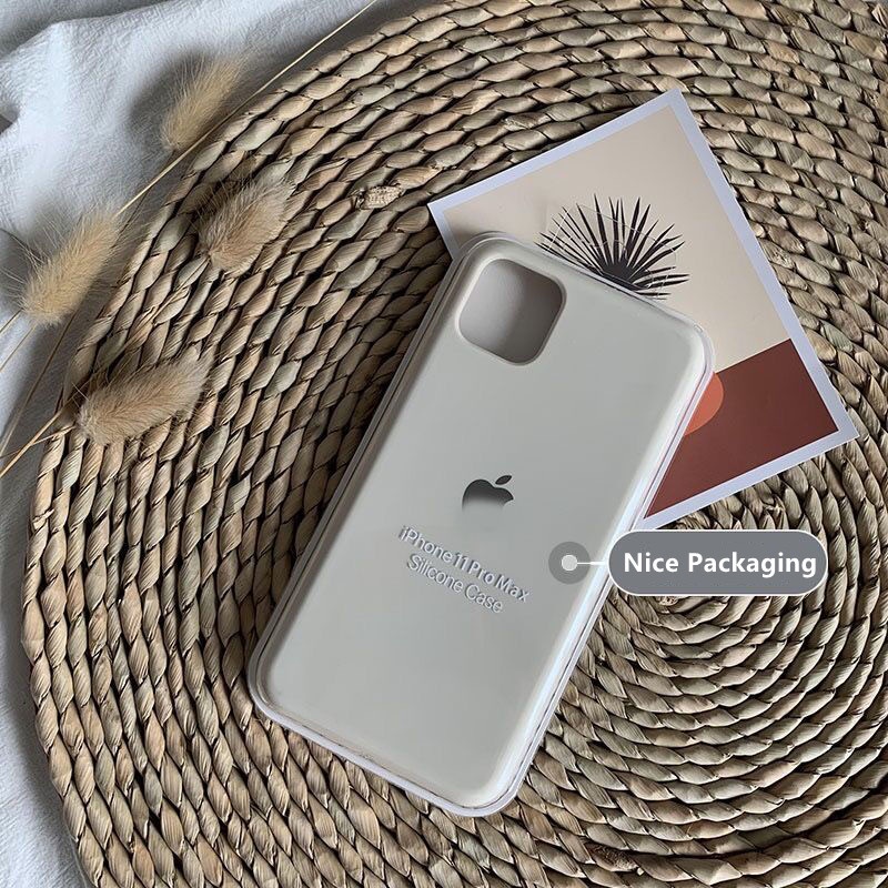 Case Bahan Silikon Cair Warna Putih Untuk iPhone 13 14 PRO Max 13 11 PRO Max 12 11 SE XS Max XR 78 Plus