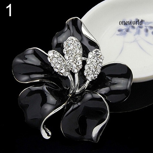 OW@ Bridal Wedding Jewelry Rhinestone Lily Flower Scarf Brooch Pin Lady Party Gift