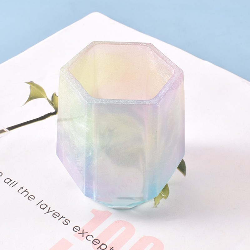 DIY Crystal Epoxy Resin Mold Hexagon Pen Holder Silicone Mould DIY Container Tool