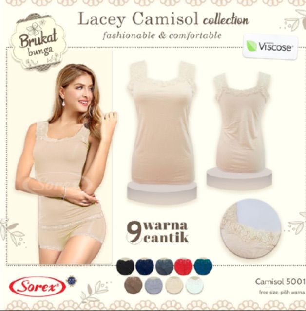 Atasan Tank Top camisol Renda Lebar Sorex 5001 (kamisol)