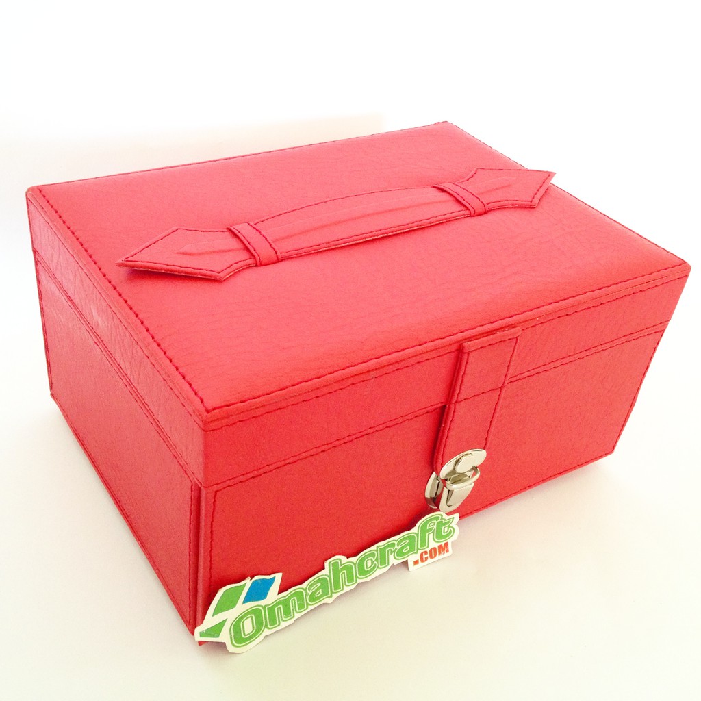 MERAH FULL - Kotak Tempat Perhiasan Emas Kalung Gelang Cincin / Jewelry Box Organizer