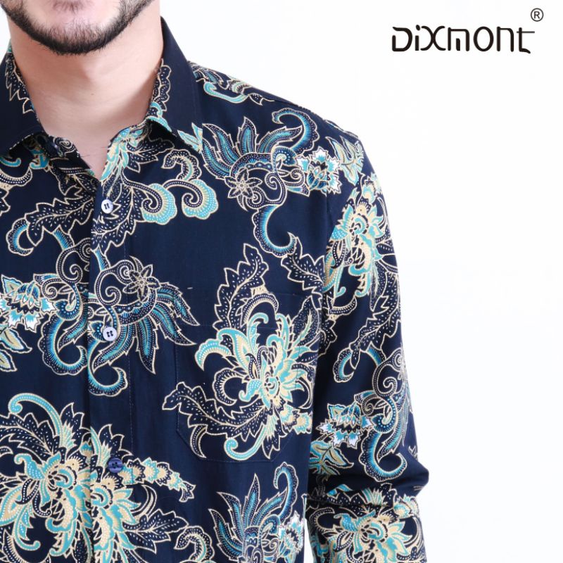 Dixmont Kemeja Pria Batik Panjang Hem BL04621