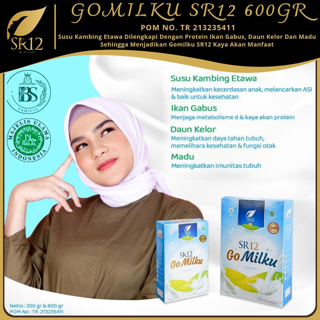 

SUSU KAMBING ETAWA GOMILKU SR12 600GR SUSU KAMBING GOMILKU SUSU KESEHATAN BPOM HERBAL AMAN BERSERTIFIKAT HALAL MUI