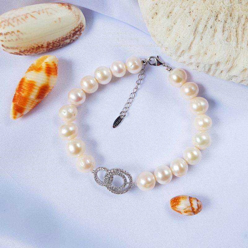 Gelang Mutiara Air Tawar Asli dari Lombok Rhodium Plating 161