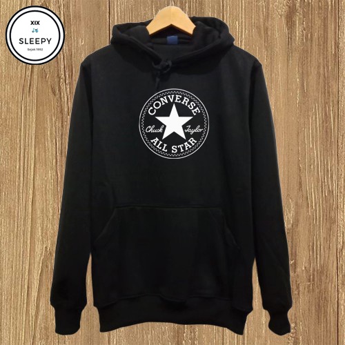 HOODIE CONVERSE NEW SPLATER CHEVRON NOUVA CLASIC SCRIPT HITAM ALL STAR XXL