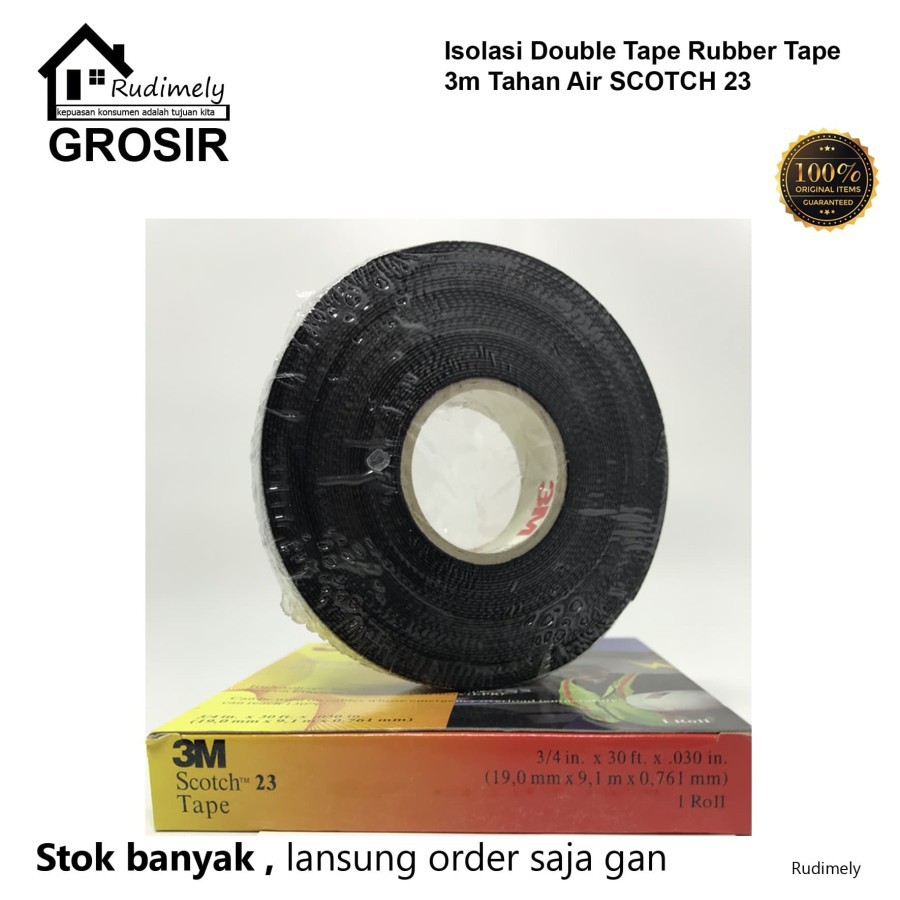 Isolasi Karet Kabel Listrik ac/Rubber Tape 3m Tahan Air SCOTCH 23