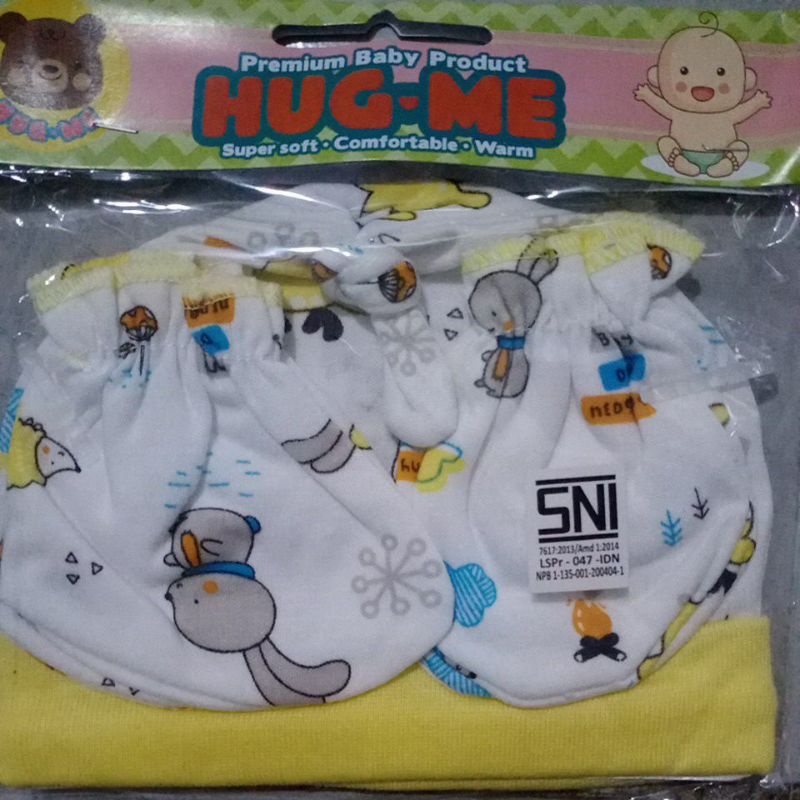 kaos kaki sarung tangan bayi / STK bayi set topi hug me