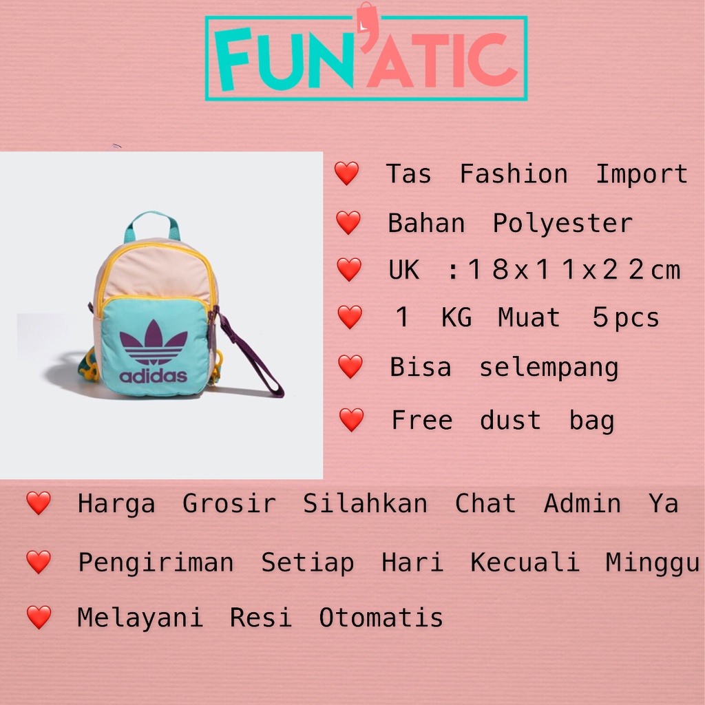 Funatic Tas Ransel Adidas Mini Wanita Import Fashion Backpack Multistyle Uk 18 X 11 X 22cm FA943