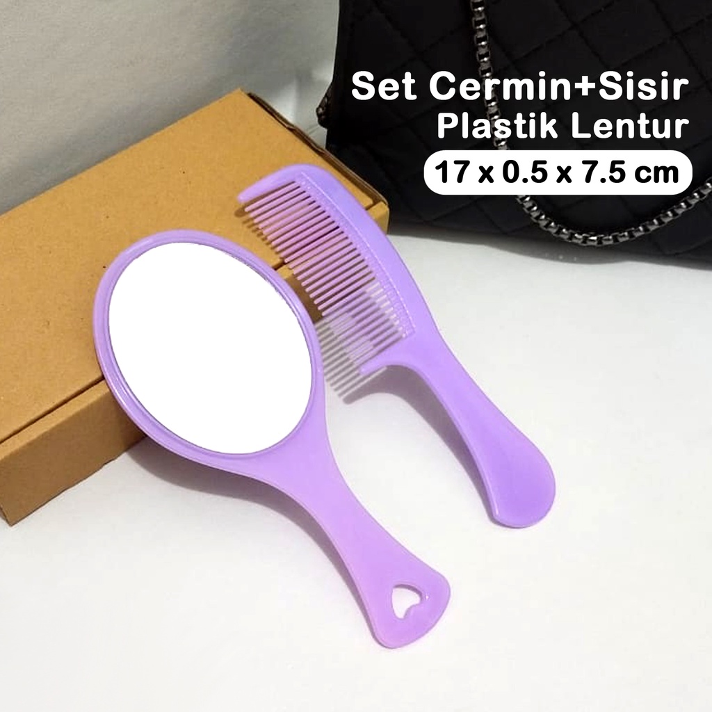 set cermin dan sisir cermin mini korea sisir plastik lentur souvenir pernikahan murah sisir mini