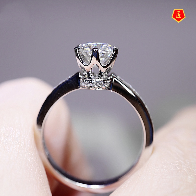 [Ready Stock]Fashion Elegant Moissanite Crown Six Claw Ring