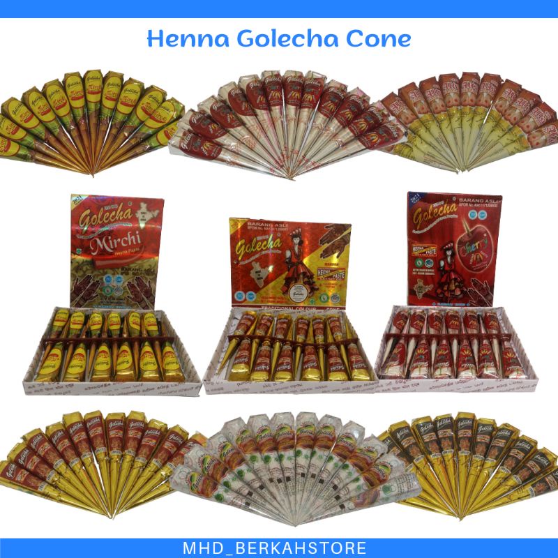 [8Warna] Henna Golecha Cone Paste BPOM | Hena Tato Tangan Kulit &amp; kuku Alami