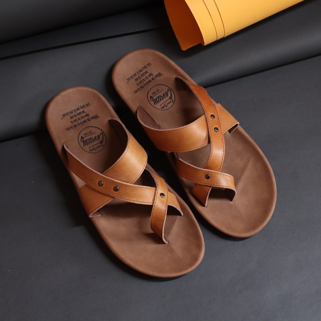 WIROS|Sandal Kulit Pria Casual Original Terbaru Fashion Style Kasual Main Gaya Cowok