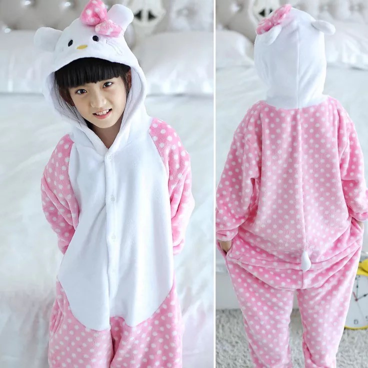 KOSTUM BAJU ONESIE HELLO KITTY PIYAMA ANAK