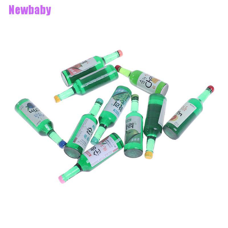 (Newbaby) 10pcs / Set Mainan Miniatur Botol Wine Skala 1: 12 Untuk Dekorasi Rumah Boneka