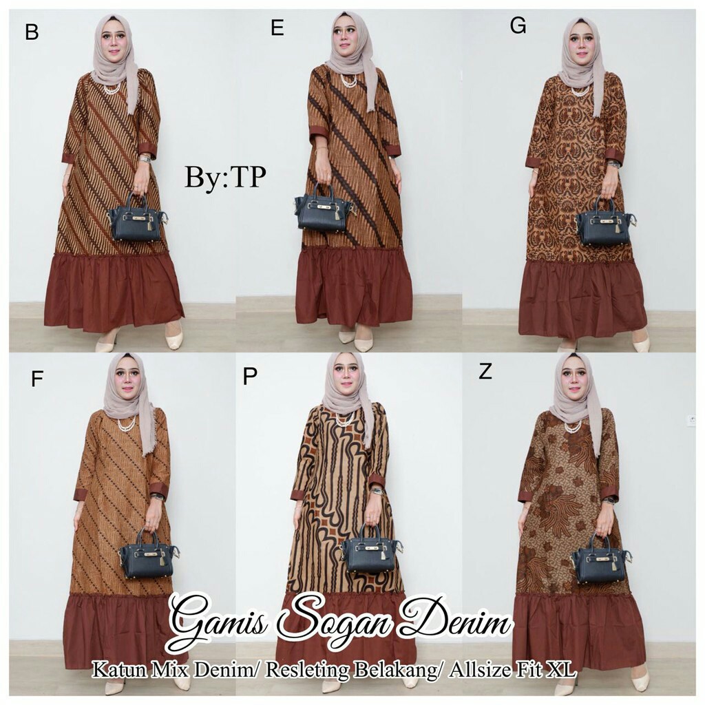 PROMO Gamis Sogan Denim[dress batik