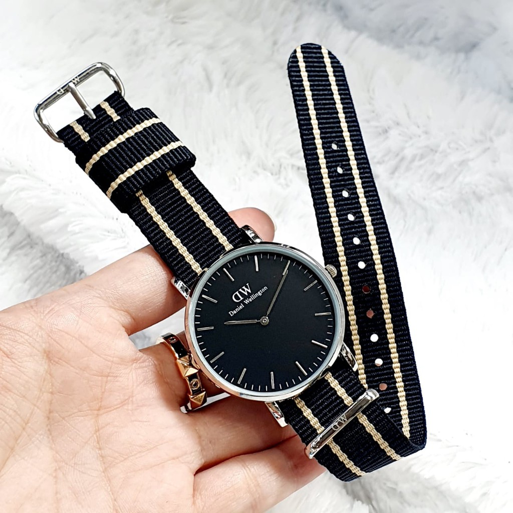 Jam Tangan Pria WD Bahan Tali Kain / Jam Tangan Analog Pria Model Original New Promo Komplit