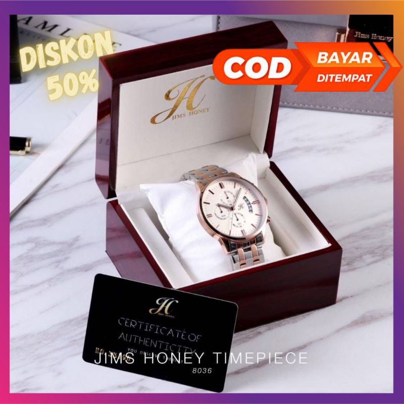 JIMSHONEY Jam Tangan Cowok JT 8036 Waterproff Bahan Stainless Steel Free Exclusive Box