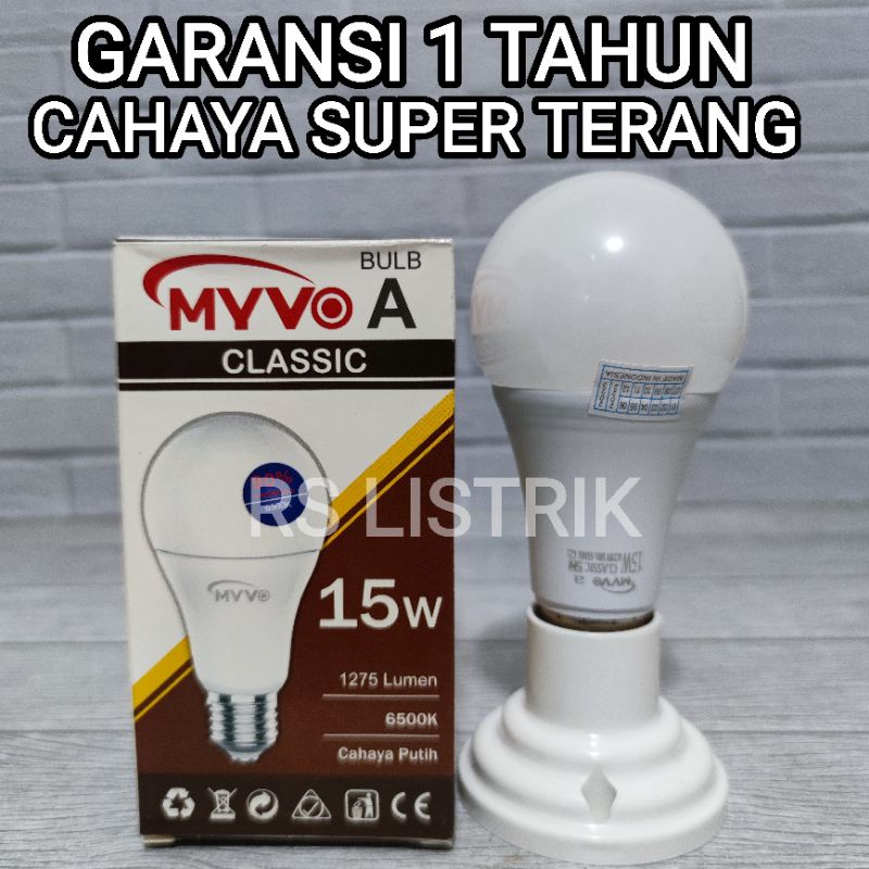 MYVO CLASSIC LAMPU LED BULB 15W CAHAYA PUTIH 6500K BERGARANSI 1 TAHUN