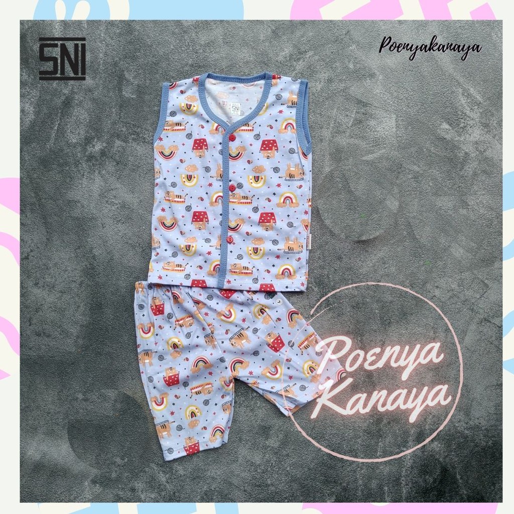 Setelan Baju Bayi Piyama Bayi Kutung Singlet Kancing KUBAL SNI KENZY Size S - L STK01-03