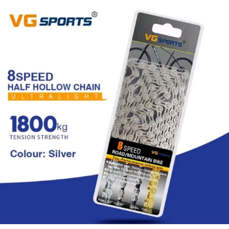 VG Sports Rantai Chain Sepeda Bicycle Half Hollow 8 Speed Sp Croom 8Sp For MTB Road Bike Seli