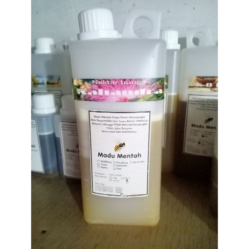 Madu Mentah Nektar Kaliandra 100% - Madu Murni Asli Ternak 1kg - Madu Mentah Original tanpa Campuran