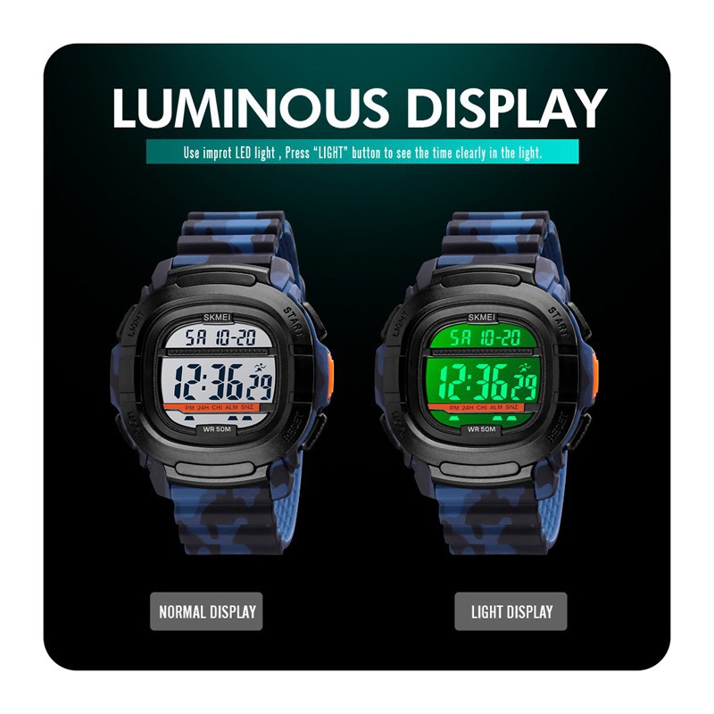 SKMEI Official 1657 LED Display Digital Military Sports Watches Stopwatch Men's Watch