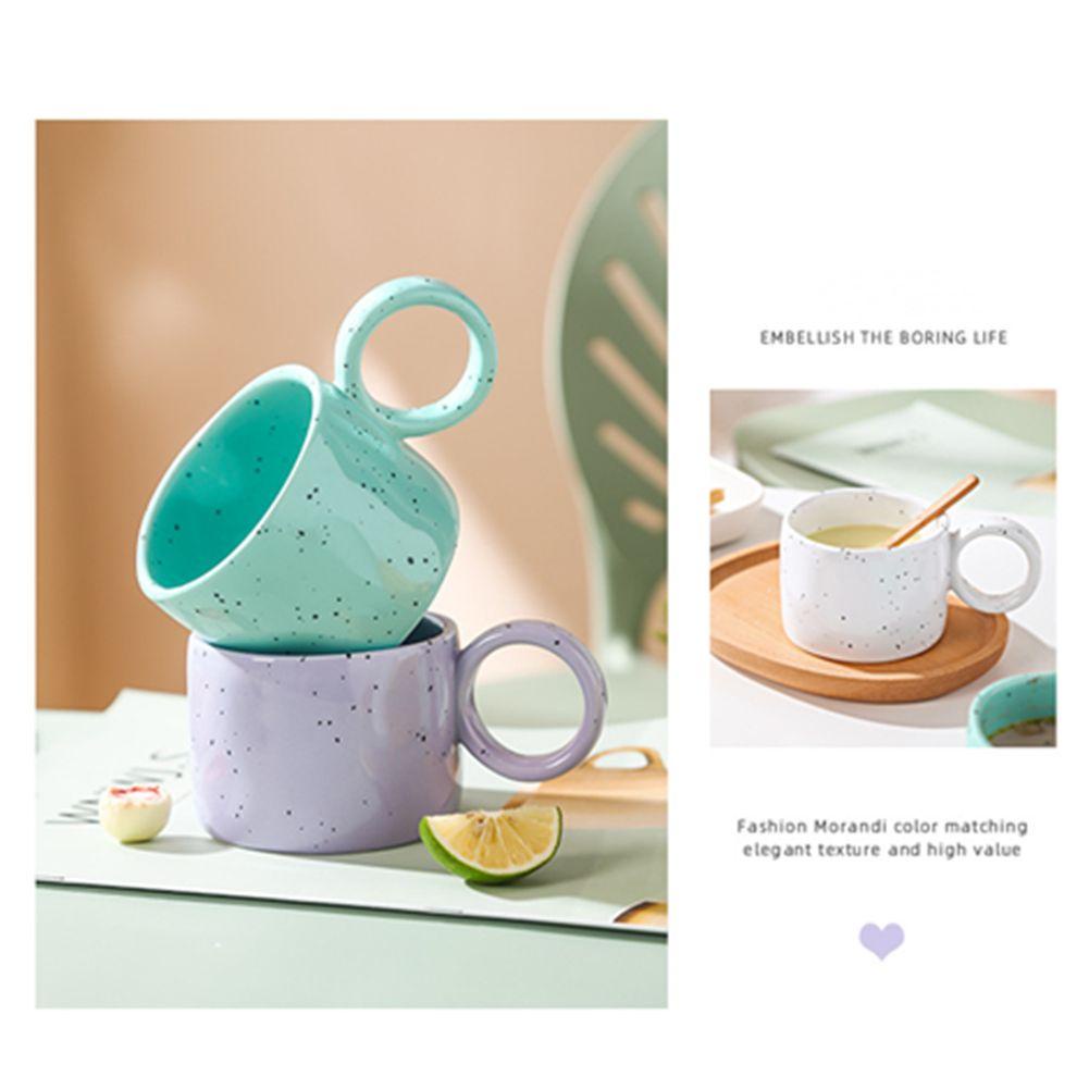 Solighter 300ML Mug Keramik Cangkir Bar Perlengkapan Hadiah Permen Warna 300 ml Couple Handle Cups Milk Cup Sesame Ceramic