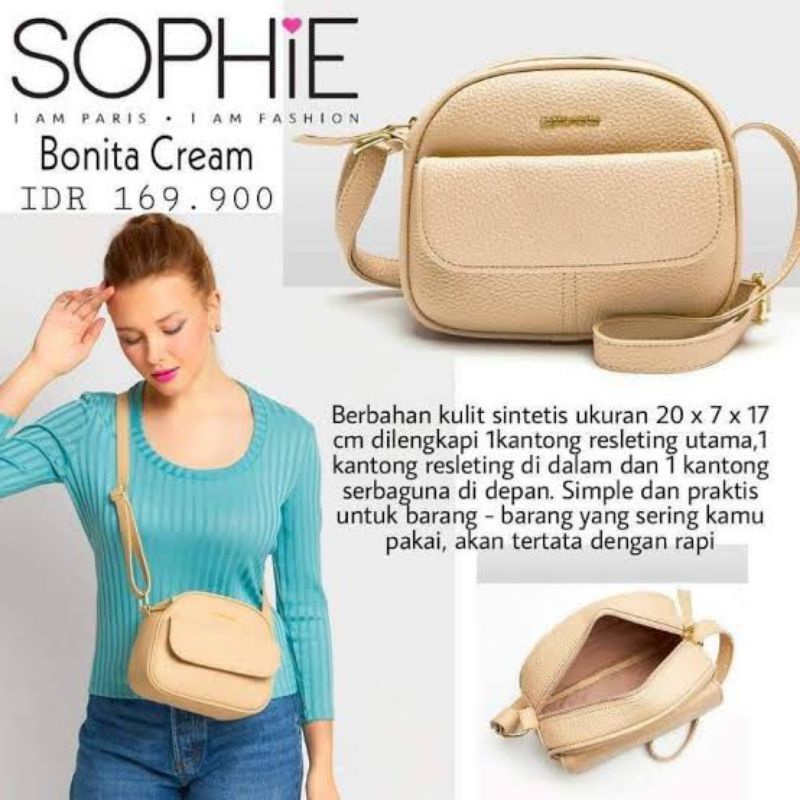 BONITA CREAM BAG SOPHIE MARTIN TAS SELEMPANG WANITA TAS SOPHIE MARTIN PROMO TAS SHOPIE TAS TERBARU