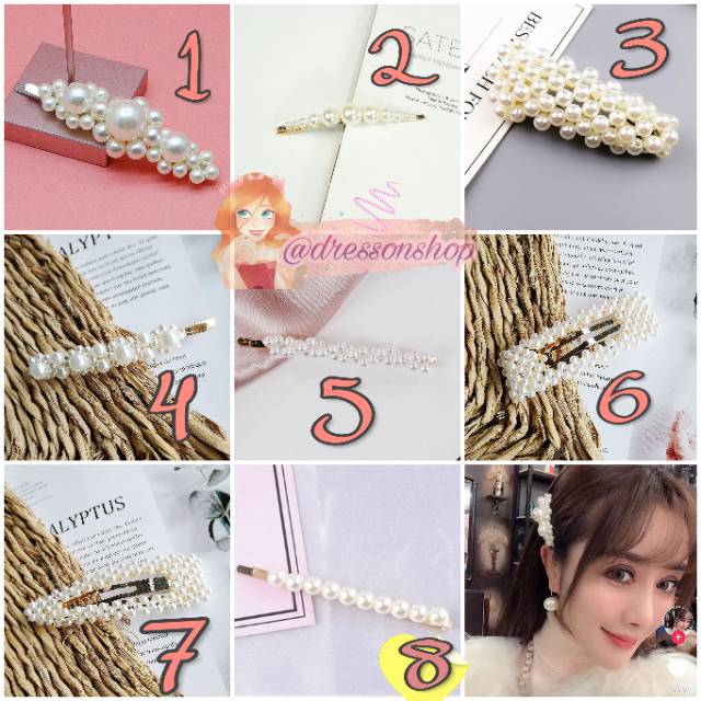 Jepit korea, jepit poni mutiara korea, hairpin pearl hairclip cewek korea