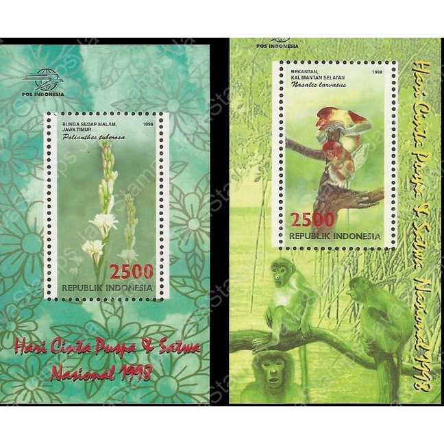 

Satu Set SS Perangko Indonesia Hari Cinta Puspa & Satwa Nasional 1998