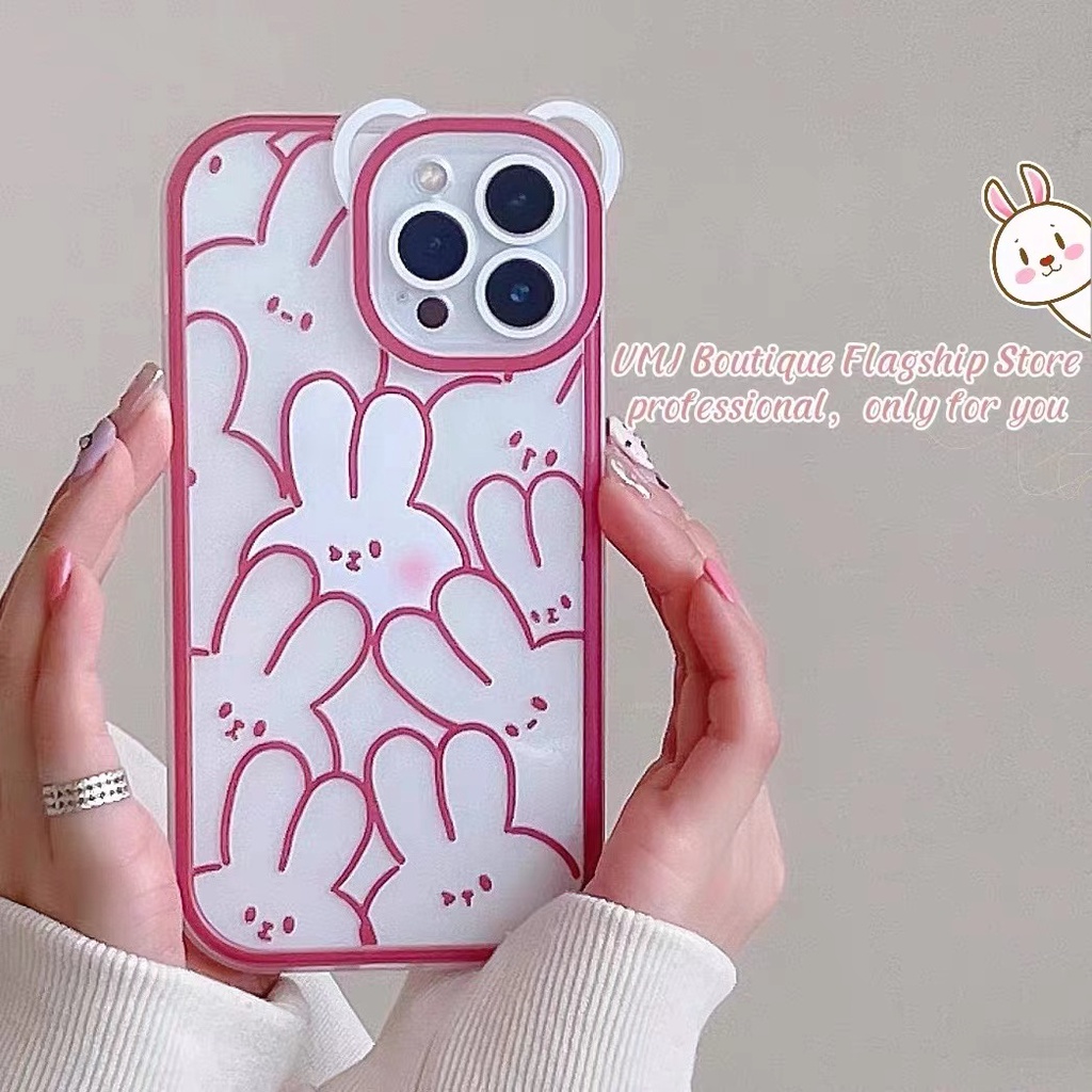 Soft Case Silikon TPU Transparan Motif Kelinci Untuk IPhone 12 13 Se 2020 6 6S 7 8 Plus X XS XR 11 Pro Max