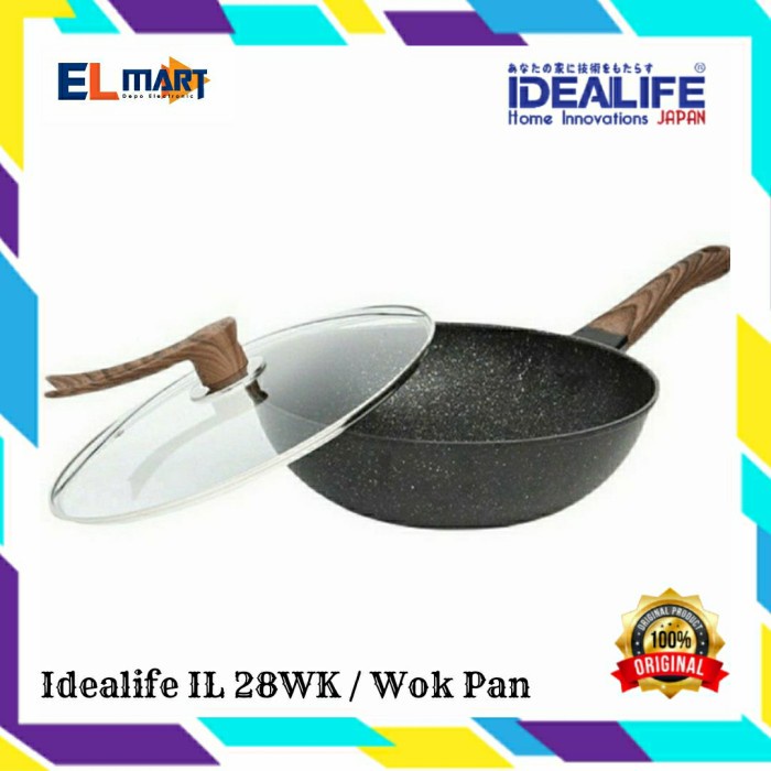 Idealife Wok Pan Marble 28cm IL 28WK Panci Wajan Penggorengan Induksi