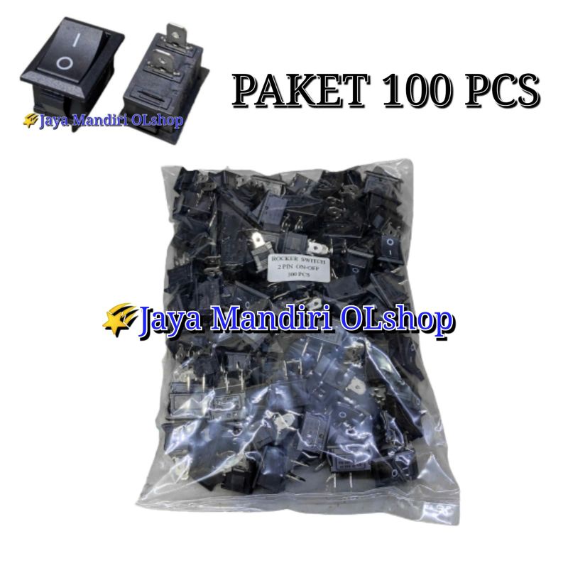 PAKET 100 PCS SAKLAR-ROCKER SWITCH 2 PIN ON - OFF / SWITCH HITAM ON-OFF 2 KAKI 100PCS