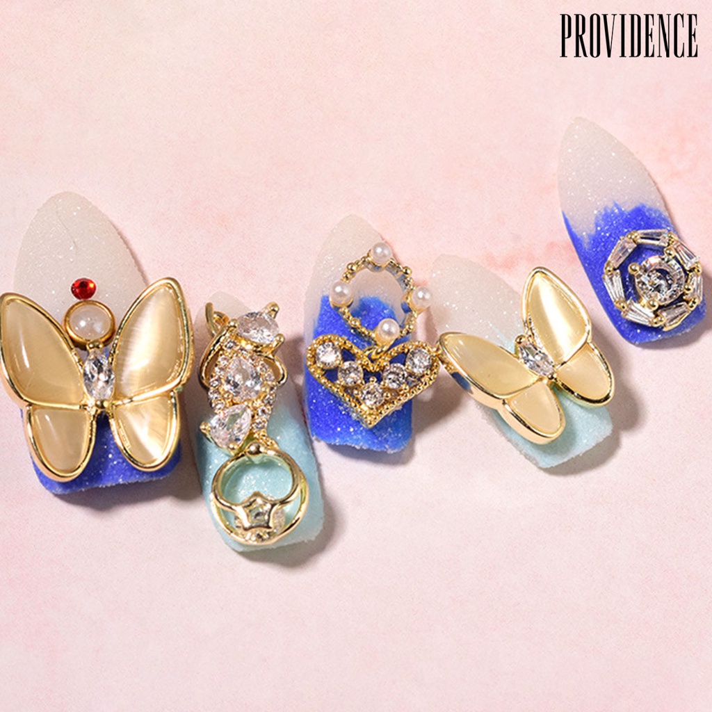 Providence Hiasan Kuku Kupu-Kupu 3D Bahan Metal Anti Oksidasi / Pudar Untuk Nail Art / Manicure DIY Butterfly